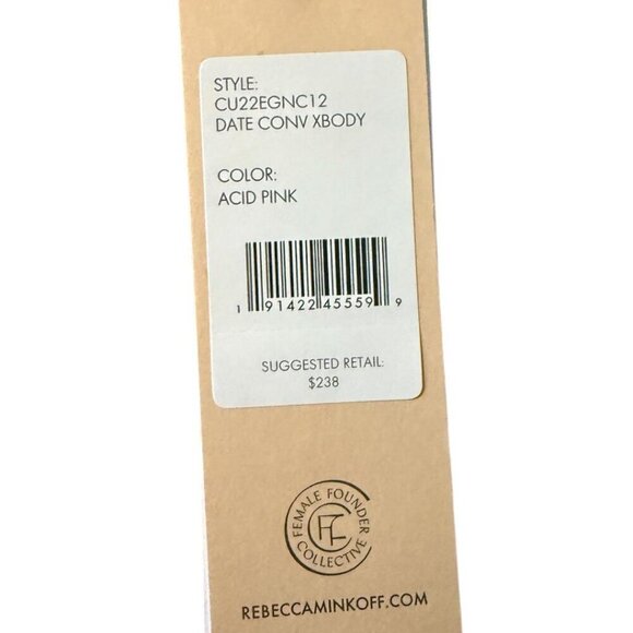 Rebecca Minkoff Womens Hot Pink Leather Fold Over Chain Strap Crossbody Bag New - Picture 13 of 16